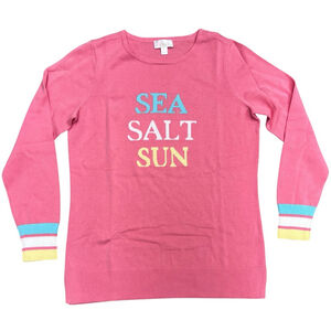 Belle Kim Gravel Sea Salt Sun Sweater Pink Cotton Blend Small